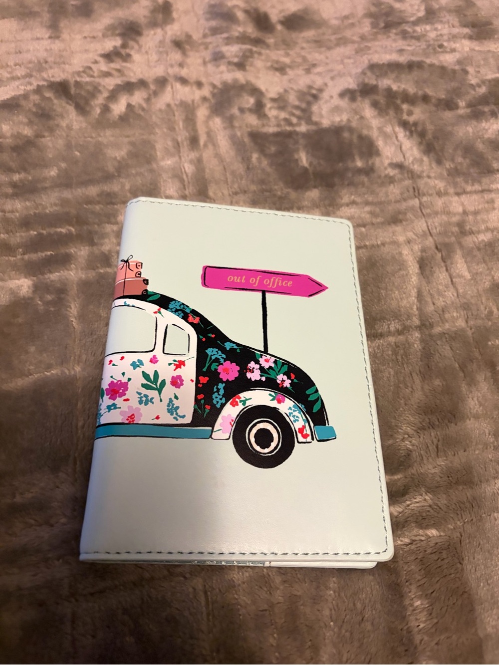 Kids Floral Car Passport Cover - White with Pink & Blue